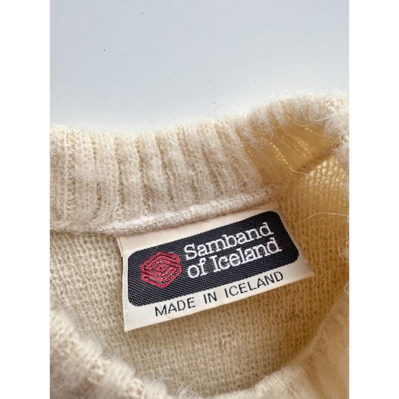 Vintage SAMBAND Made in Iceland Argyle 100% Wool Knit Crew Neck Sweater, Size L - Picture 9 of 11